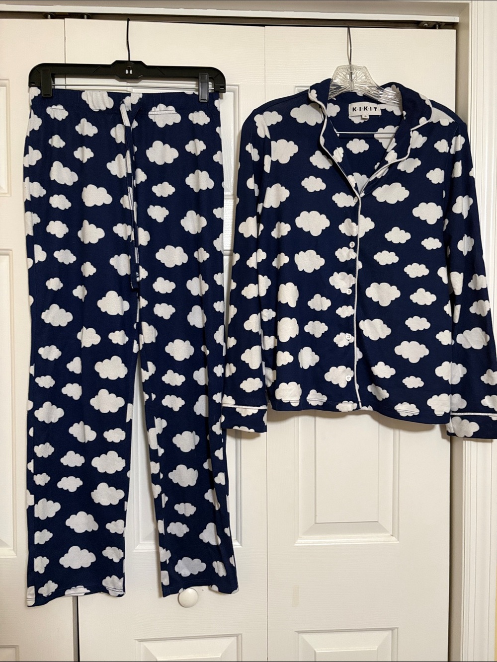 Kiki Kids Navy Cloud-Print Pajama Set – Long Sleeve Top & Pants
